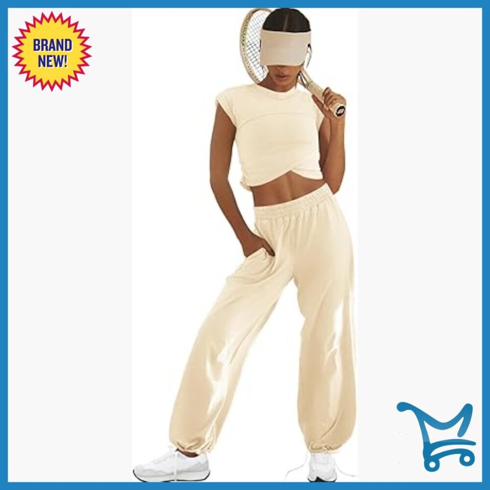 Cropped Muscle Tee and Wide Leg Pants Lounge Set with Pockets